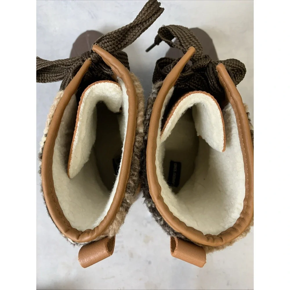 Lands End Duck Boots Women's Size 9.5 Insulated Sherpa Fleece Lined‎ Plaid